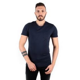 Five Pocket Erkek Lacivert Bisiket Yaka Oversize Cepli Tişört