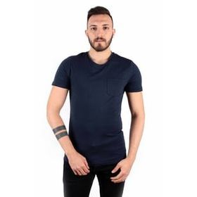 Five Pocket Erkek Lacivert Bisiket Yaka Oversize Cepli Tişört