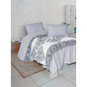 Fixe Alope Gri Baskılı Çift Kişilik Pike Takımı