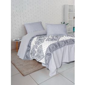 Fixe Alope Gri Baskılı Çift Kişilik Pike Takımı