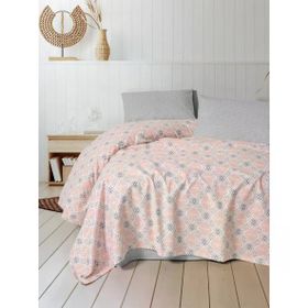 Fixe Fine Pembe Baskılı Çift Kişilik Pike Takımı