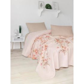Fixe Pansy Bej Baskılı Çift Kişilik Pike Takım