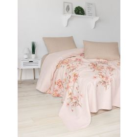 Fixe Pansy Bej Baskılı Tek Kişilik Pike Takım