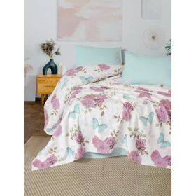 Fixe Rosella Pembe Baskılı Çift Kişilik Pike Takımı