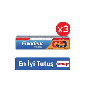 Fixodent 40 gr x 3 Plus En İyi Tutuş Diş Protez Yapıştırıcı Krem