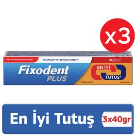 Fixodent 40 gr x 3 Plus En İyi Tutuş Diş Protez Yapıştırıcı Krem