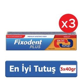 Fixodent 40 gr x 3 Plus En İyi Tutuş Diş Protez Yapıştırıcı Krem