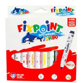 Fixpoint 10 Renk P-5426 Jumbo Maxi Süper Yıkanabilir Keçeli Kalem