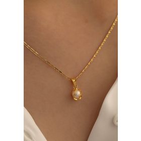 Fiyonk Kuyumculuk 14 Ayar Altın İnci Kafesli Valentino Zincir Kolye