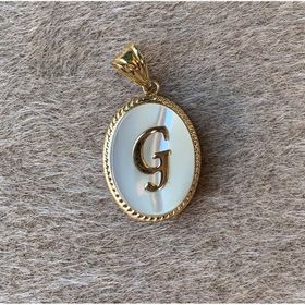 Fiyonk Kuyumculuk 14 Ayar Altın Sedef Taşlı G Harf Kolye Ucu