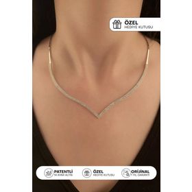 Fiyonk Kuyumculuk 14 Ayar Altın Su Yolu Çavuş Modeli Beyaz Gerdanlık