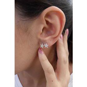 Fiyonk Kuyumculuk 14 Ayar Altın Swarovski Taşlı Büyük Yıldız Küpe