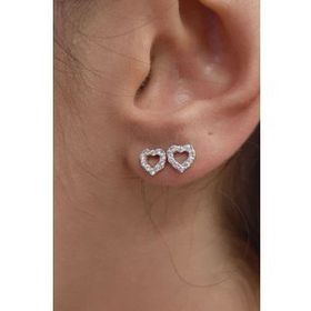 Fiyonk Kuyumculuk 14 Ayar Altın Swarovski Taşlı Kalp Küpe