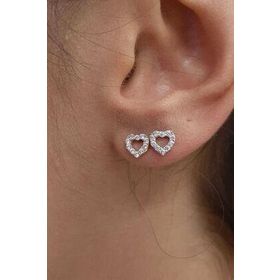 Fiyonk Kuyumculuk 14 Ayar Altın Swarovski Taşlı Kalp Küpe