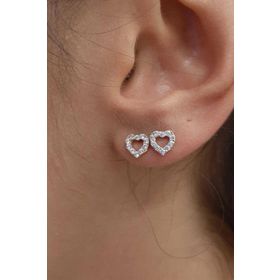 Fiyonk Kuyumculuk 14 Ayar Altın Swarovski Taşlı Kalp Küpe