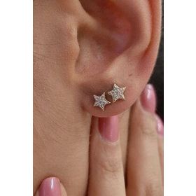 Fiyonk Kuyumculuk 14 Ayar Altın Swarovski Taşlı Küçük Yıldız Küpe