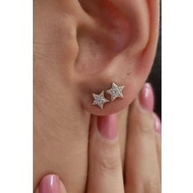 Fiyonk Kuyumculuk 14 Ayar Altın Swarovski Taşlı Küçük Yıldız Küpe