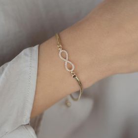 Fiyonk Kuyumculuk 14 Ayar Altın Taşlı Sonsuzluk Kadın Bileklik