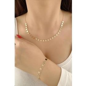 Fiyonk Kuyumculuk 14 Ayar Altın Topcuk Zincirde Pul Sallantılı Set