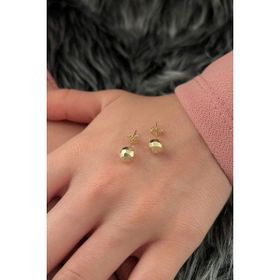 Fiyonk Kuyumculuk FYNK-KP3168 14 Ayar Kare Desenli Top Küpe Büyük Kadın Altın Küpe