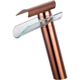 FKN Şelale Cam Rose Gold Çanak Lavabo Bataryası