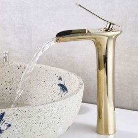 FKN Şelale Pvd Gold Aç Kapa Altın Çanak Lavabo Bataryası