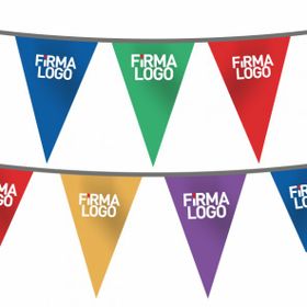 Flagturk 100 mt Çok Renkli İpe Dizili Üçgen Logo Baskılı Süsleme Bayrağı