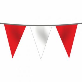 Flagturk 100 mt Kırmızı Beyaz İpe Dizili Üçgen Süsleme Bayrağı