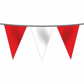 Flagturk 100 mt Kırmızı Beyaz İpe Dizili Üçgen Süsleme Bayrağı