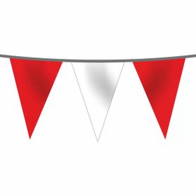 Flagturk 25 mt Kırmızı Beyaz İpe Dizili Üçgen Süsleme Bayrağı