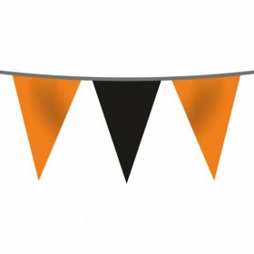 Flagturk 25 mt Turuncu Siyah İpe Dizili Üçgen Süsleme Bayrağı
