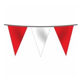 Flagturk 50 mt Kırmızı Beyaz İpe Dizili Üçgen Süsleme Bayrağı