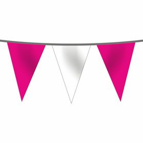 Flagturk 50 mt Pembe Beyaz İpe Dizili Üçgen Süsleme Bayrağı