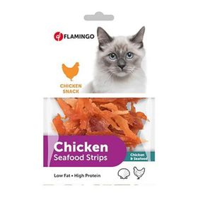 Flamingo Chicken Seafood Strips Tavuk ve Deniz Mahsullü 85 gr Kedi Ödülü