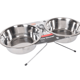 Flamingo Duo Dinner Çelik İkili 2x1600 ml Köpek Mama Kabı