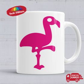 Flamingo Pembe Yavru Baskılı Porselen Kupa Bardak