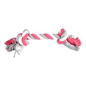 Flamingo XL 40 cm 2 Düğümlü Pembe Gri İp Köpek Oyuncağı