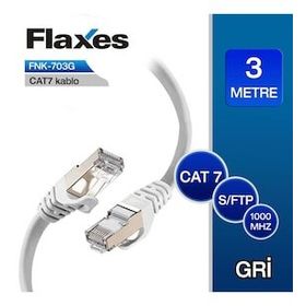 Flaxes FNK-703G Gri 3 m Cat 7 Patch Sftp Kablosu