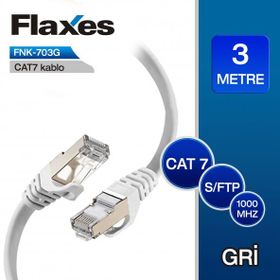 Flaxes FNK-703G Gri 3 m Cat 7 Patch Sftp Kablosu