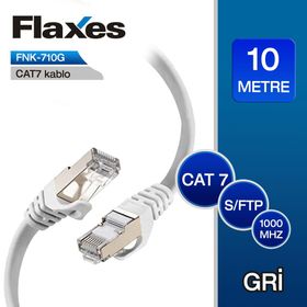 Flaxes FNK-710G CAT7 10 mt S/FTP Gri Patch Kablo