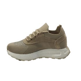 Flet 305Z Triko Ortopedik Köpük Taban Taş Detaylı Günlük Bej Kadın Sneaker Spor Ayakkabı