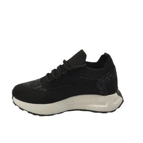 Flet 305Z Triko Ortopedik Köpük Taban Taş Detaylı Günlük Siyah Kadın Sneaker Spor Ayakkabı