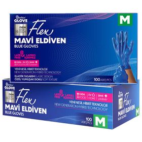 Flex TPE Hibrit Medium Mavi 100'lü Eldiven
