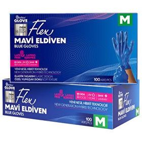 Flex TPE Hibrit Medium Mavi 100'lü Eldiven