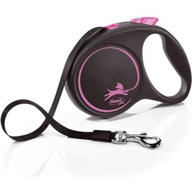 Flexi Black Design 5 mt Pembe Medium Otomatik Şerit Köpek Gezdirme Kayışı