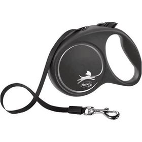 Flexi Black Design Siyah Large 5 m Şerit Otomatik Köpek Gezdirme Tasması