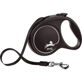 Flexi Black Siyah 5 mt Medıum Design Şerit Otomatik Köpek Gezdirme Tasması