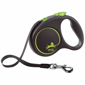 Flexi Black Yeşil 5 mt Small Design Şerit Otomatik Köpek Gezdirme Tasması