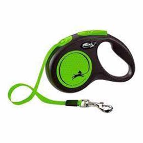 Flexi Small Yeşil 5 mt Neon Reflektörlü Şerit Otomatik Köpek Gezdirme Tasması