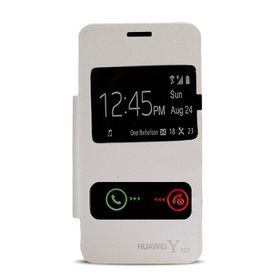 Flip Cover Huawei Y320 Beyaz Çift Pencereli Kılıf